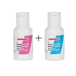 Sıvı Gıda Boyası - 20ml - Pembe ve Mavi
