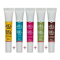 Tüp Jel Gıda Boyası - 20 gr - Sarı-Turkuaz-Fuşya-ZYeşil-Kahve