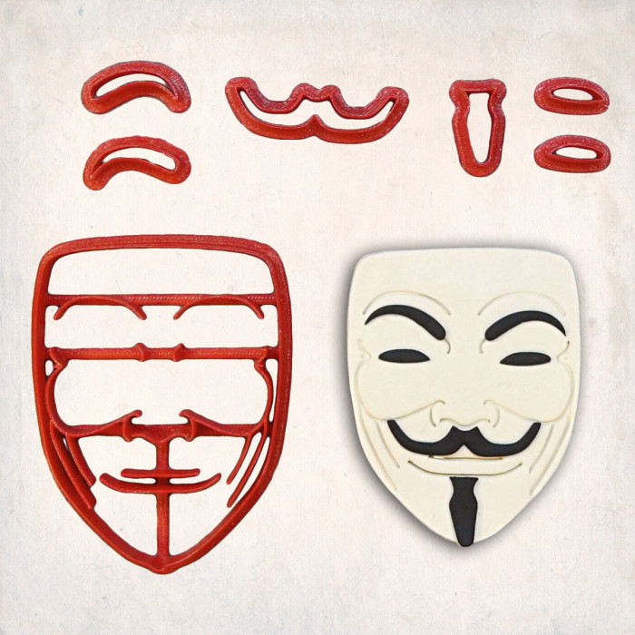 Anonymous Maske Detaı Kurabiye Kalıp Seti 7’li