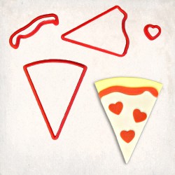 Kalp Pizza Detay Kurabiye Kalıp Seti 4’lü