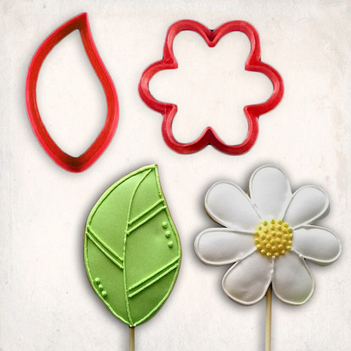 Yaprak Çiçek Kurabiye Kalıp Set 2’li 8 cm