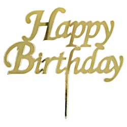 Pasta Üstü Yazısı Happy Birthday - Gold