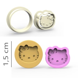Hello Kitty - Kurabiye, Bisküvi, Kolye Ucu Kalıp Seti - 1,5 cm