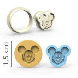Mickey Mouse - Kurabiye, Bisküvi, Kolye Ucu Kalıp Seti - 1,5 cm