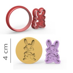 Tavşan-1 - Kurabiye, Bisküvi, Kolye Ucu Kalıp Seti - 4 cm