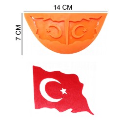 Türk Bayrağı Silikon Şeker Hamuru, Sabun, Mum Kalıp